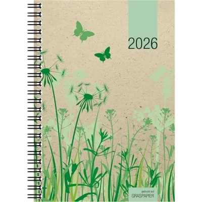 Abbildung von Wochenbuch Graspapier 2026 13,7x19,6 cm 1 Woche auf 2 Seiten robuster Kartoneinband Wochenkalender Noitzheft 759 0640