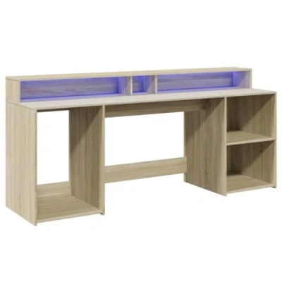 Abbildung von vidaXL Schreibtisch LED Sonoma Eiche 200x55x91 cm Holzwerkstoff