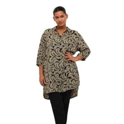 Abbildung von Kaffe Curve Sonna Hemdbluse, Damen, Größe: 48, Black deep antique white print