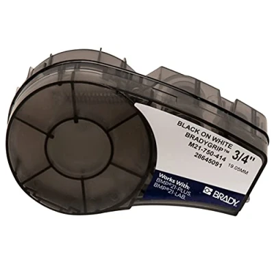 Abbildung von Brady (M21 750 414) BradyGrip bedruckbares Klettband für BMP21 PLUS; LAB; 19.05 mm x 3.048 m Schwarz auf Weiß
