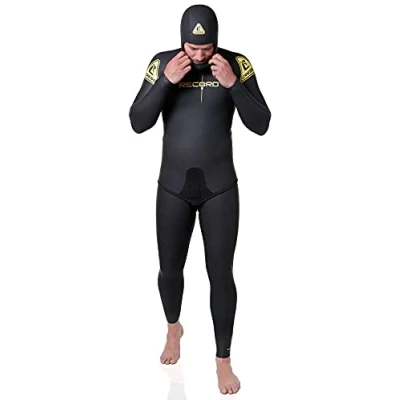 Abbildung von Cressi Men&#039;s Vintage Record Lim. Ed. Man 3 Pieces Wetsuit 5mm teiliger Neoprenanzug (Jacke, Kapuze, Hose) aus 5 mm Neopren zum Freitauchen und Angeln, Schwarz, XXL