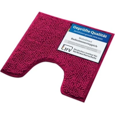 Abbildung von WohnDirect Badematte 45x45cm MIT WC Ausschnitt Pink rutschfest &amp; Waschbar Badezimmerteppich zum Set kombinierbar, Badvorleger, Garnitur, Badteppich
