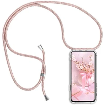 Abbildung von Handykette kompatibel mit Samsung Galaxy S7 Edge Handyhülle Transparent Silikon Schutzhülle Necklace Hülle Band Handy Kette Case Schnur zum Umhängen,Rosa