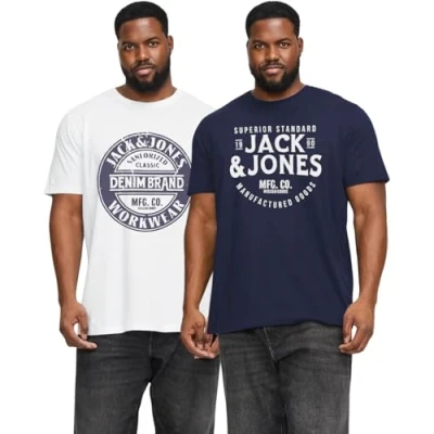 Abbildung von Jack and Jones Große Größe T Shirt für Herren Übergröße Männer 3XL bis 6XL einzeln und Multi Set (Doppelpack Mix 16, 3XL)