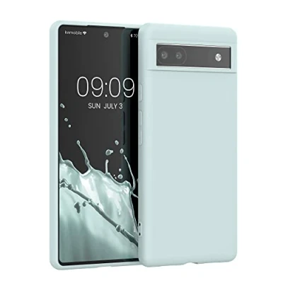 Abbildung von kwmobile Hülle kompatibel mit Google Pixel 6a gummierte TPU Silikon Handyhülle Schutzhülle für kabelloses Laden Case in Cool Mint