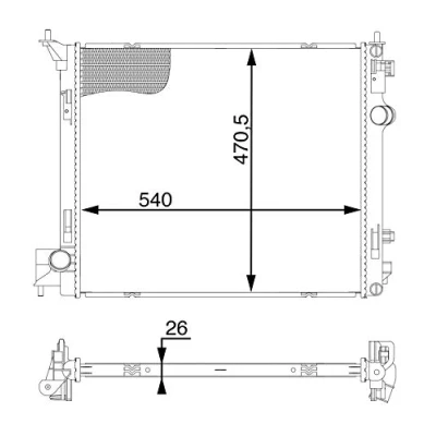 Abbildung von MAHLE ORIGINAL CR 1595 000S Kühler, Motorkühlung 540 468 26 Kühlrippen gelötet NISSAN: X Trail