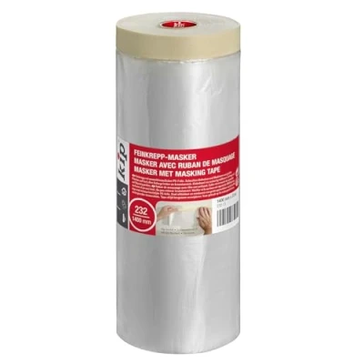 Abbildung von kip Tape 232 13 Feinkrepp Masker Abdeckfolie mit Kreppband zum Streichen &amp; Lackieren Schutz vor Farbflecken 1400mm x 33m