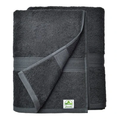 Abbildung von leevitex® Saunatuch Frottee XXL, (2 St), 80 x 200 cm, extra groß &amp; saugfähig, Schwarz