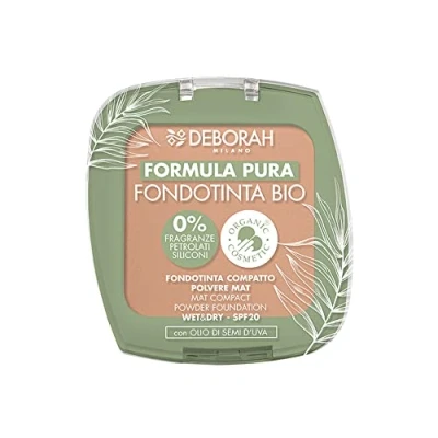 Abbildung von Deborah Milano Demi Mat Bio Formula Pure Compact Foundation, Farbe: Caramel 3 LSF 20, vegan, ohne Duftstoffe, Petrolatum und Silikone