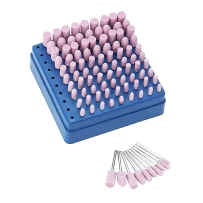Abbildung von QWORK® 100 Stück Schleifsteinspitzen, schleifstifte, 3 mm Schaftdurchmesser, zum Schleifen und Polieren