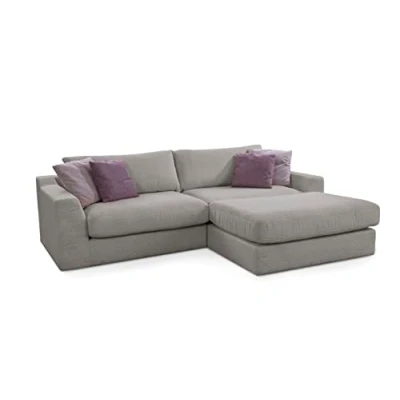 Abbildung von CAVADORE Ecksofa Fiona / Mega L Sofa in Cord mit tiefen Sitzflächen und weicher Polsterung Cordsofa 277 x 90 199 Cordstoff Silber