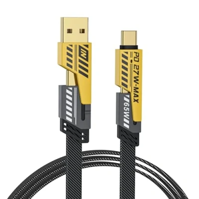 Abbildung von NOHON Multi USB Ladekabel 4 in 1 Universal：1.2M Schnellladekabel mit A/USB C auf 65W Typ C+ 27W PD, Nylon Geflochten Mehrfach Anschlüsse Kabel Kompatibel iPhone Android Samsung Galaxy Huawei