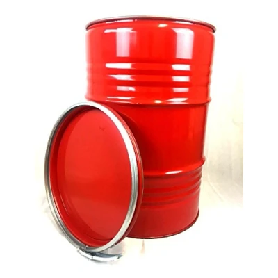 Abbildung von Srm Design Metallfass 210 Liter Blechfass Fass Ölfass Tonne mit Spannring und Deckel Rot NEU