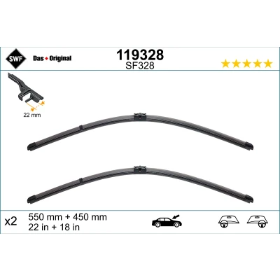 Abbildung von Scheibenwischer Swf Visioflex 119328 vorne Rahmenlos OPEL: Astra H Schrägheck, GTC, Caravan, VAUXHALL: Mk5 TwinTop
