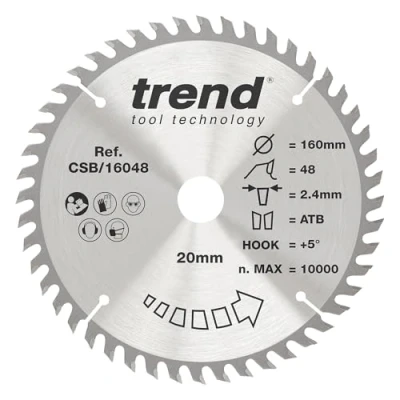 Abbildung von Trend Holz Kreissägeblatt, 160mm Durchmesser, 20mm Bohrung, 48 Zähne, HW, 2,2mm Schnittbreite, +15 Haken, CSB/16048A