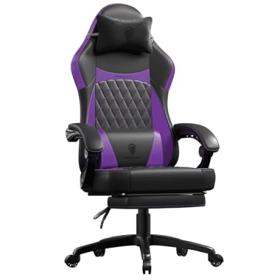 Abbildung von Dowinx Gaming Stuhl Racing Gamer Stuhl, Ergonomischer Sessel mit Lendenwirbelstütze, Chair PU Leder 150KG, Schwarz Lila