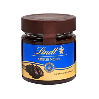 Abbildung von Lindt Schokolade Brotaufstrich Crème Noir 220 g Feinherber Kakaocrème mit aromatischem Kakao im Glas Schokoladen Schokoladengeschenk dunkle