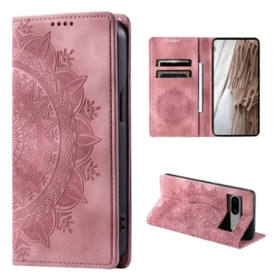 Abbildung von CoverKingz Handyhülle für Google Pixel 8a Handytasche mit Kartenfach Wallet Case Cover Handy Hülle klappbar Motiv Mandala Rose