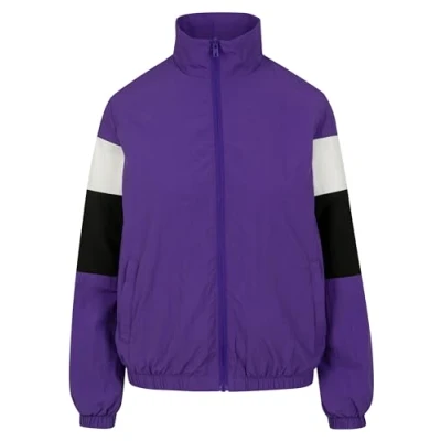 Abbildung von Urban Classics Curvy Ladiescrinkle Track Windbreaker, Damen, Größe: XS, Ultraviolet/blk/wht