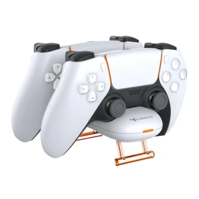 Abbildung von PS5 Controller Ladegerät, kompakte Ladestation für Playstation 5 Dualsense Controller, Ladegerät Dual mit USB c Kabel
