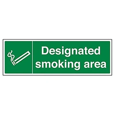 Abbildung von vsafety 57015bj r &quot;DESIGNATED SMOKING AREA&quot; Verbot Zeichen, starrer Kunststoff, Landschaft, 450 mm x 150 mm, grün
