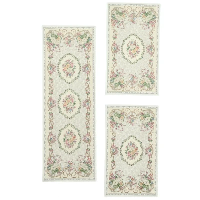 Abbildung von THEKO Bettumrandung &quot;Flomi Floral&quot;, (3 tlg.), Bettvorleger, Läufer Set für das Schlafzimmer, gewebt, Blumen Design
