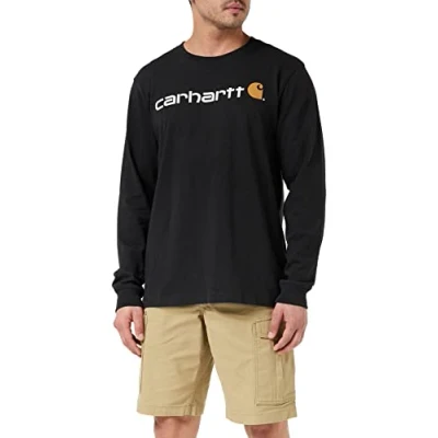 Abbildung von Carhartt, Herren, Lockeres, schweres, langärmliges T Shirt mit Logo Grafik, Schwarz, XL
