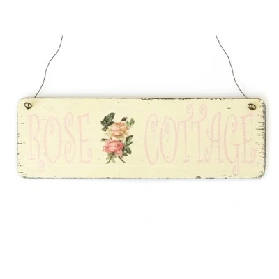 Abbildung von Interluxe Shabby Vintage Schild Türschild Rose Cottage Dekoschild Holzschild Landhaus Chic