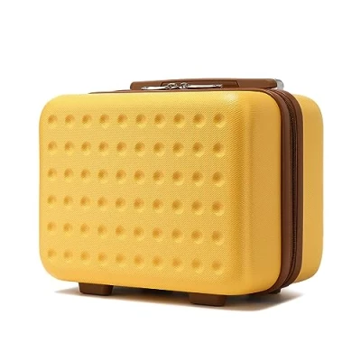 Abbildung von KONO Kosmetikkoffer Schminkkoffer Leicht Handgepäck Tragbar Beautycase Damen 100% ABS Make Up Koffer mit Handgriff und Reißverschluss Hartschalen 31 * 22 18cm Gelb