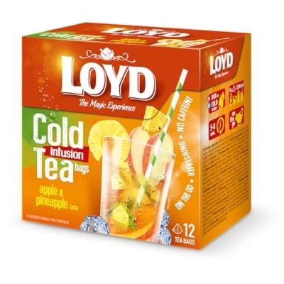 Abbildung von LOYD® Eistee Apfel Ananas 1 Box x 12 Teebeutel 30g Ice Tea Apple Pineapple Aromatisiert Obst Frucht Früchte Fruit Sommerliche Eisteevariante