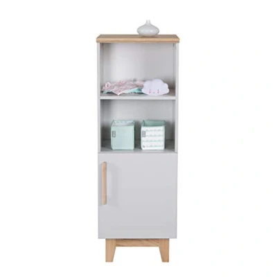 Abbildung von roba Standregal &#039;Caro&#039;, lichtgrau, aus Holz für Babyzimmer und Kinderzimmer mit Soft Close Technik