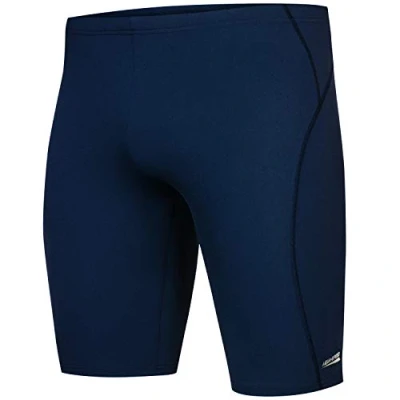 Abbildung von Aqua Speed Jammers Schwimmhosen eng Herren + gratis eBook knielange Badepants UV Swimwear sportliche Badehose Gr. L, 14. Blake, Blu Assoluto