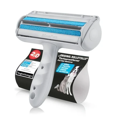 Abbildung von BluePet Original Tierhaarentferner als Wiederverwendbare Fusselrolle um Tierhaare, Katzenhaare, Hundehaare entfernen I Abwaschbar, Wiederverwendbar, Lint Remover