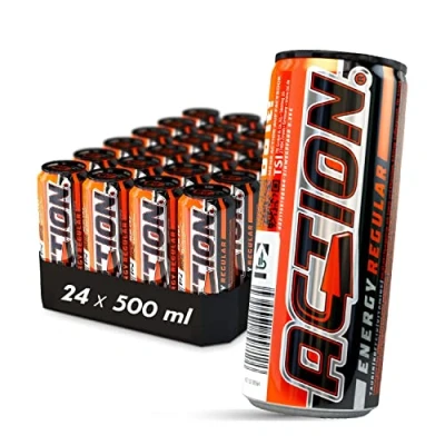 Abbildung von ACTION Regular Energy Drink mit Tutti Frutti Geschmack 24er Palette Dosen Getränke EINWEG (24 x 500 ml)