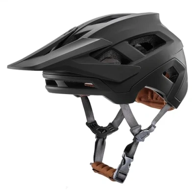 Abbildung von Fahrradhelm Mountainbike Helm MTB Helme Visier Verstellbar für Herren Damen Erwachsene Jugend (Mattschwarz, L(58 62CM))