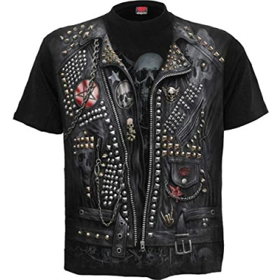 Abbildung von Spiral Goth Metal T Shirt mit Allover Motiv Schwarz S