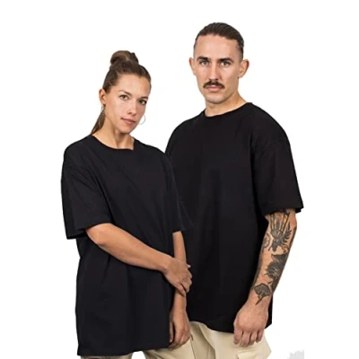 Abbildung von Blackskies Oversized Basic Kurzarm T Shirt Streetwear Luxus Langarm Tee Herren Damen Longshirt Essential Style Schwarz Large