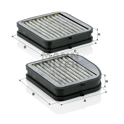 Abbildung von MANN FILTER CUK 22 000 2 Innenraumfilter Aktivkohlefilter 199, 213 217 46 MERCEDES BENZ: S Klasse Limousine, E T modell, Coupe