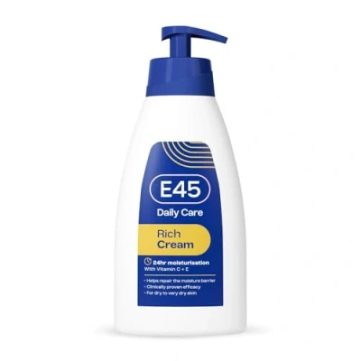 Abbildung von E45 Reichhaltige Creme 400ml Nachtkerzenöl, Körpergesichts Handcreme für lange Feuchtigkeit und weiche Haut Geeignet trockene empfindliche
