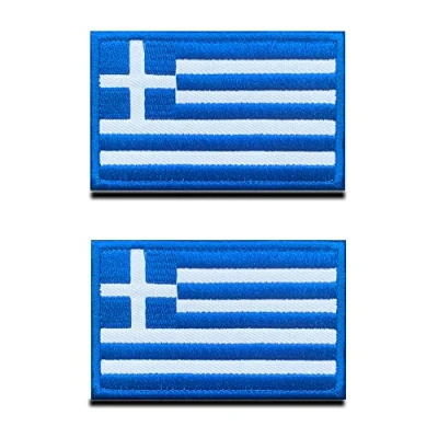 Abbildung von 2 St. Griechenland Flagge Patch Taktisch Griechisch Nationales Emblem, Bestickter Aufnäher mit Verschluss, Militär Bänder für Rucksäcke Kleidung Taschen Uniform Weste Jersey Reisen