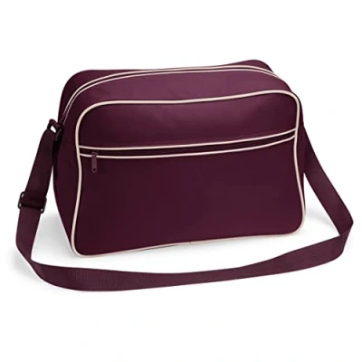 Abbildung von BagBase Retro Shoulder Bag, Burgundy / Sand, ca. 40 x 28 18 cm