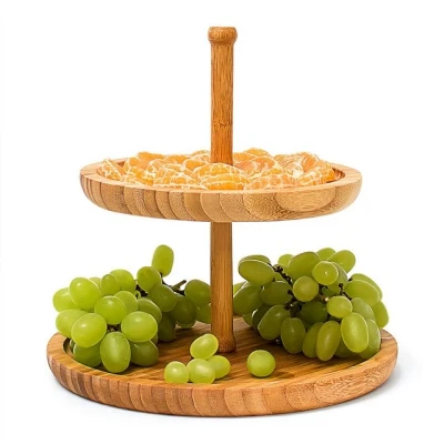 Abbildung von relaxdays Etagere Bambus mit 2 Schalen,