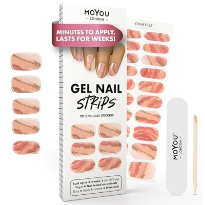 Abbildung von MOYOU LONDON Halbgehärtete UV Gel Strips 20 Stück Nagelfolien Härtend für Maniküre in Salonqualität Marblade