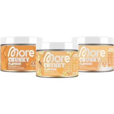 Abbildung von MORE NUTRITION Chunky Flavour, 3er Bundle, 3 x 150 g, Butter Biscuit, Neutral, Vanilla Perfection, Geschmackspulver zum Süßen, ohne viel Zucker und Kalorien, mit Inulin Laktase