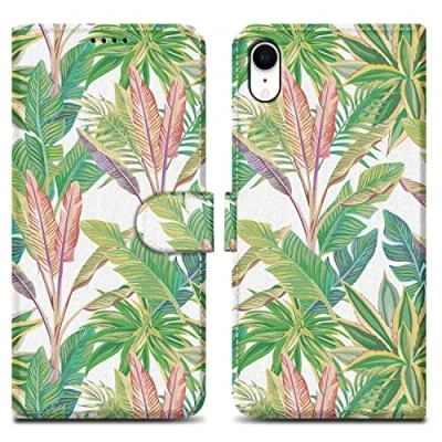 Abbildung von Cadorabo Hülle kompatibel mit Apple iPhone XR Handyhülle ausim Muster Design Premium Kunst Leder Flip Klappbare Stoßfeste Magnetische [Standfunktion] Case für in Grün