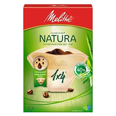 Abbildung von Melitta Filtertüten Natura 1x4, 3 Aromazonen, Bambus, Naturbraun, 80 Stück