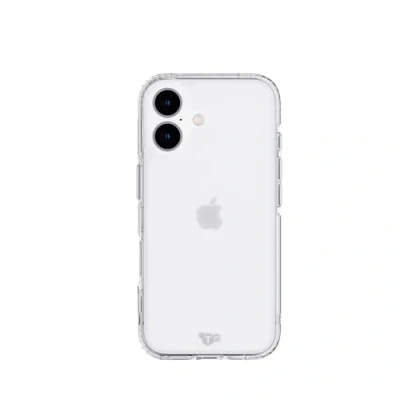 Abbildung von tech21 Evo Clear Handyhülle für iPhone 16, Transparent, Einfache Telefonhülle, Biologisch abbaubar, 12x Militärniveau Fallschutz: 3,6m