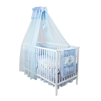 Abbildung von 4 Tlg. Moskitonetz Betthimmel Himmel Vollstoff Chiffon Chiffonhimmel 320 480cm (Blau, 480cm)