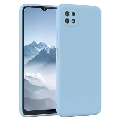Abbildung von EAZY Case Silikonhülle für Samsung Galaxy A22 5G Hülle Silikon Blau weich stoßfeste Handyhülle Schutzhülle mit Kameraschutz Dünn Premium Schutz Cover TPU Phone Bumper in Hellblau