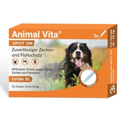 Abbildung von Animal Vita® Spot On Zeckenschutz für Hunde [zuverlässiger Zeckenschutz] Zeckenmittel Hund große (30 bis 50kg)